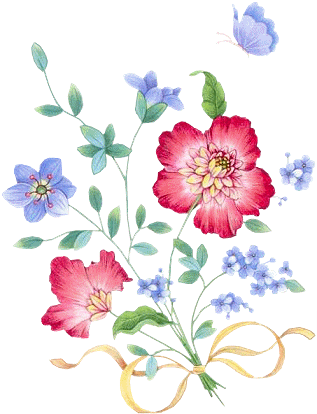 Fond composition fleurie bleu et rouge